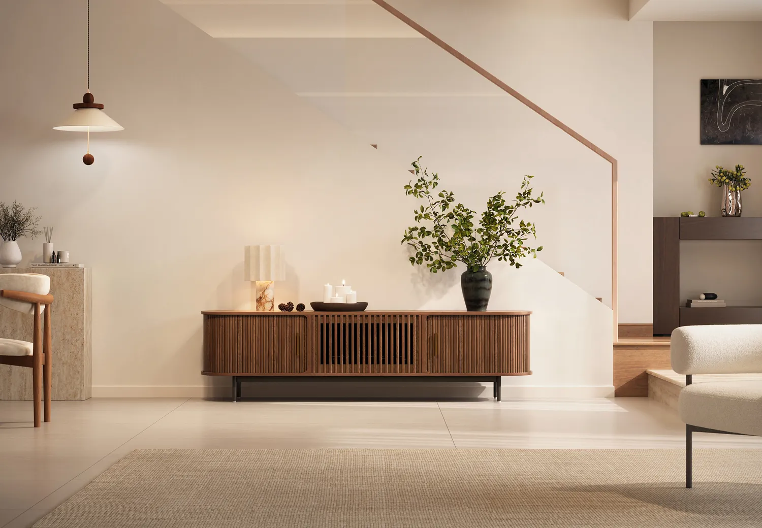 Inspired by Eos, goddess of dawn—walnut slats, seamless tracks, and silent-close grace transform light into timeless design.