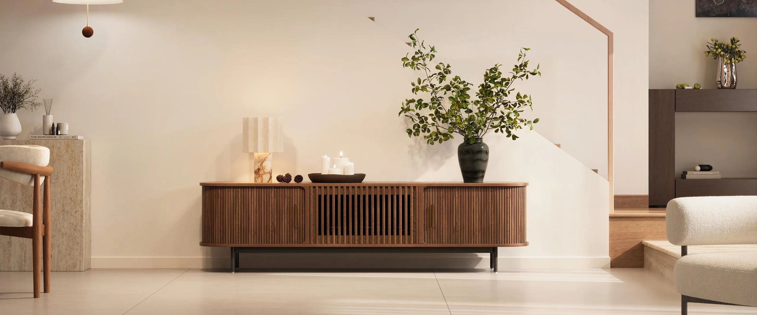 Inspired by Eos, goddess of dawn—walnut slats, seamless tracks, and silent-close grace transform light into timeless design.