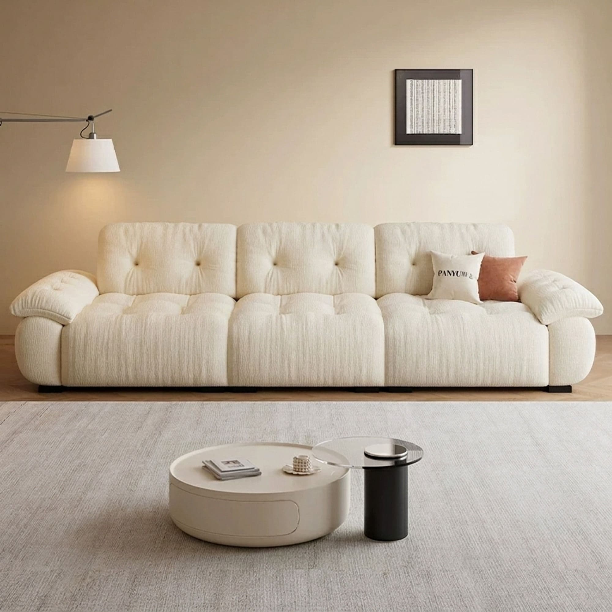 Off-white Chenille Deep-Seat Sofa lifestyle 1