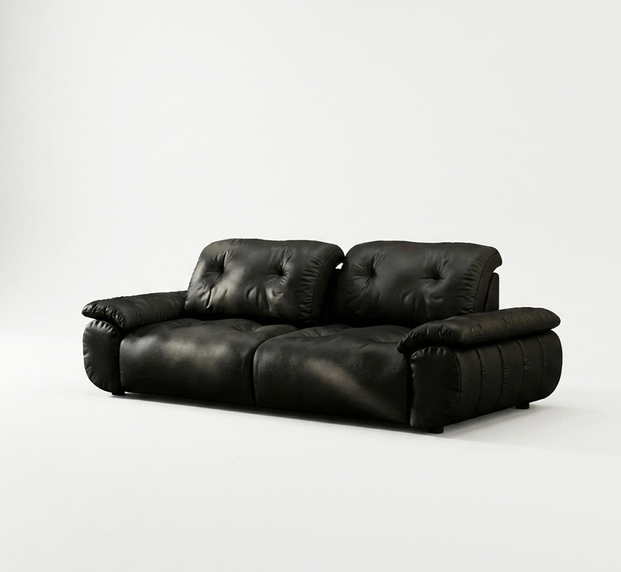 Minimalist Deep-Seat Leather Sofa lifestyle 1