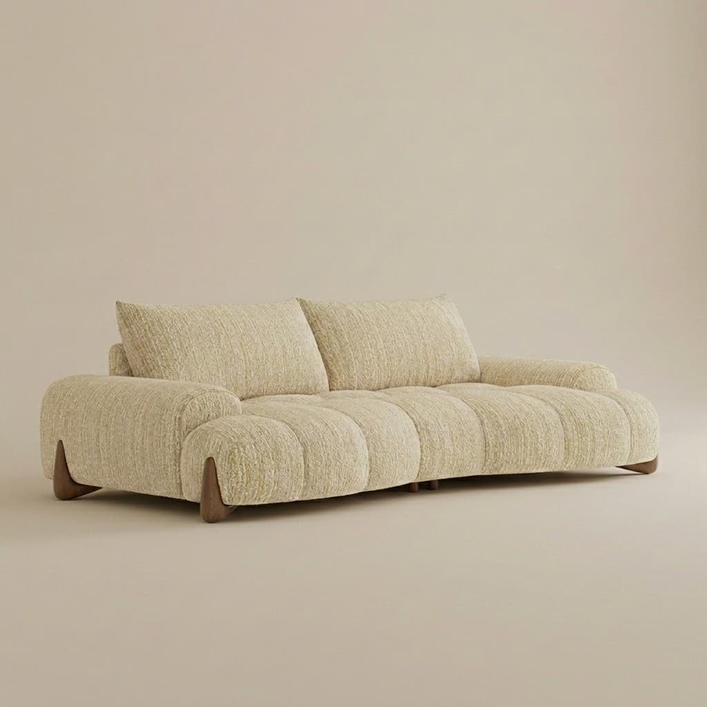 Curved Boucle Sofa lifestyle 1
