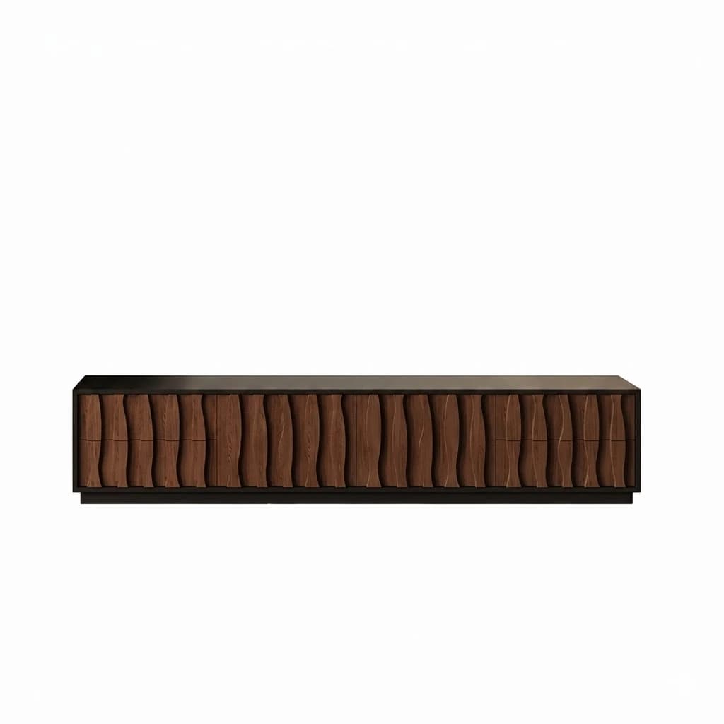 Fluted Walnut Media Console lifestyle 1