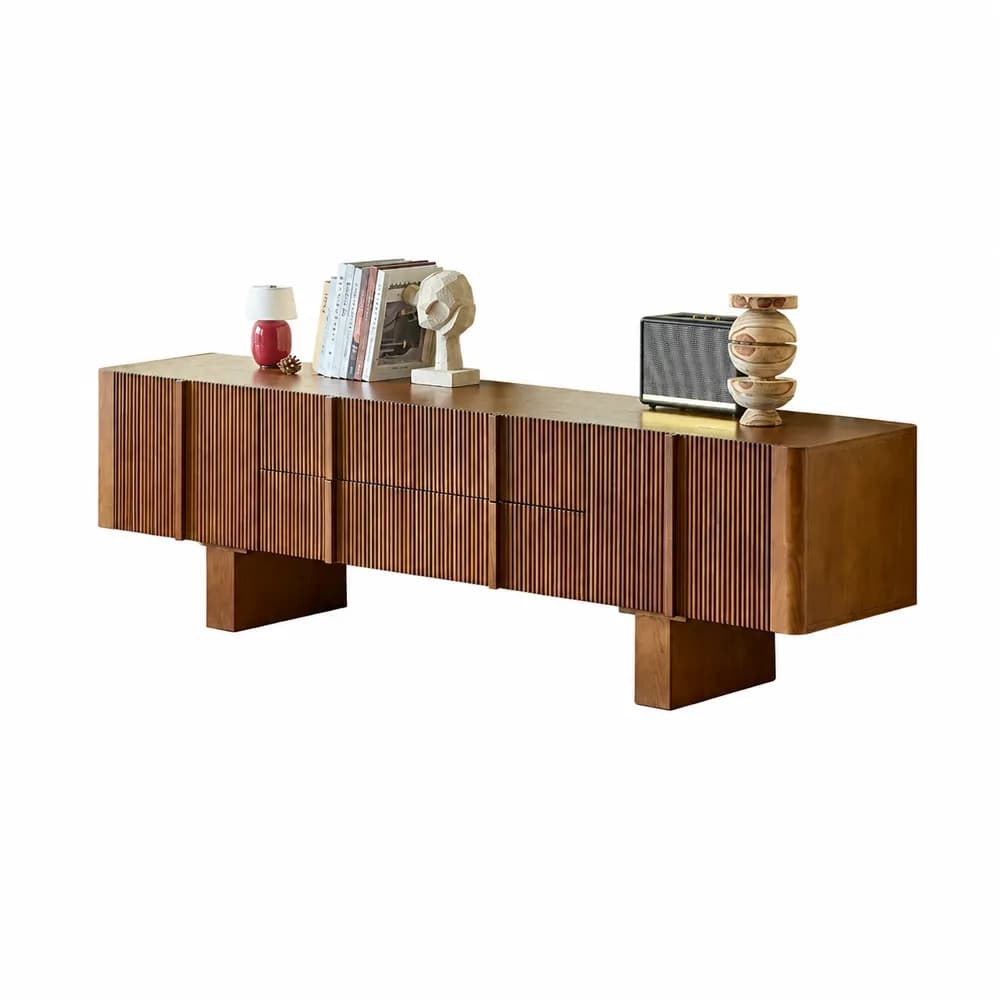 French Vintage Walnut TV Cabinet lifestyle 1