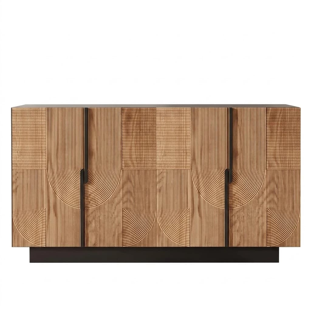 Asymmetric Walnut Veneer Sideboard lifestyle 1