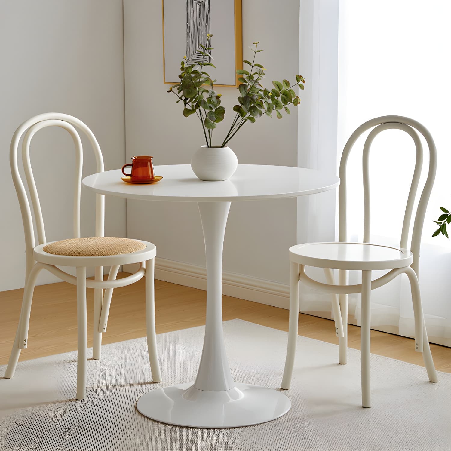 Modern Open Back Side Chair with Beech Wood Legs for Kitchen & Dining - Non-Upholstered - image 14