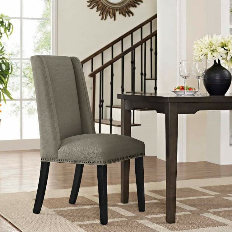 Flannel/Linen/PU Upholstered Stable Framed Armless Chair with Parsons Back and Nailhead Trim for Dinette in a Trendy Style - image 8