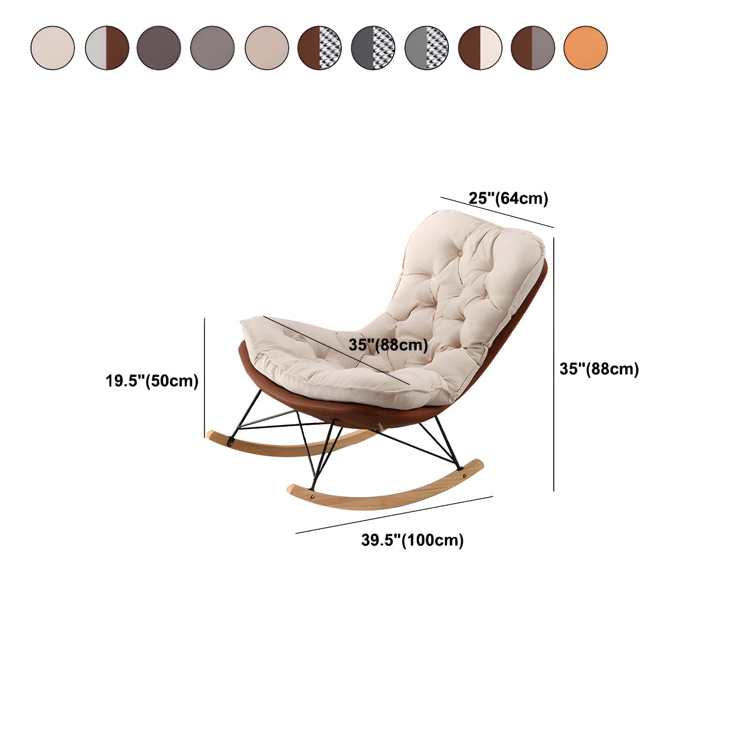 Contemporary Rocking Chair Upholstered Tufted Cushions with Light Legs Glider - image 17