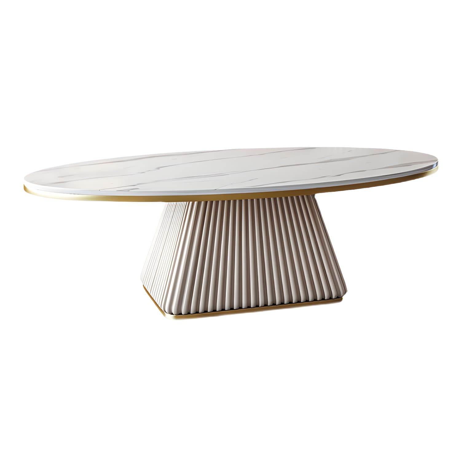 Elliptical Stone Coffee Table Pedestal 1 Single Cocktail Table - 17.72" H - image 7