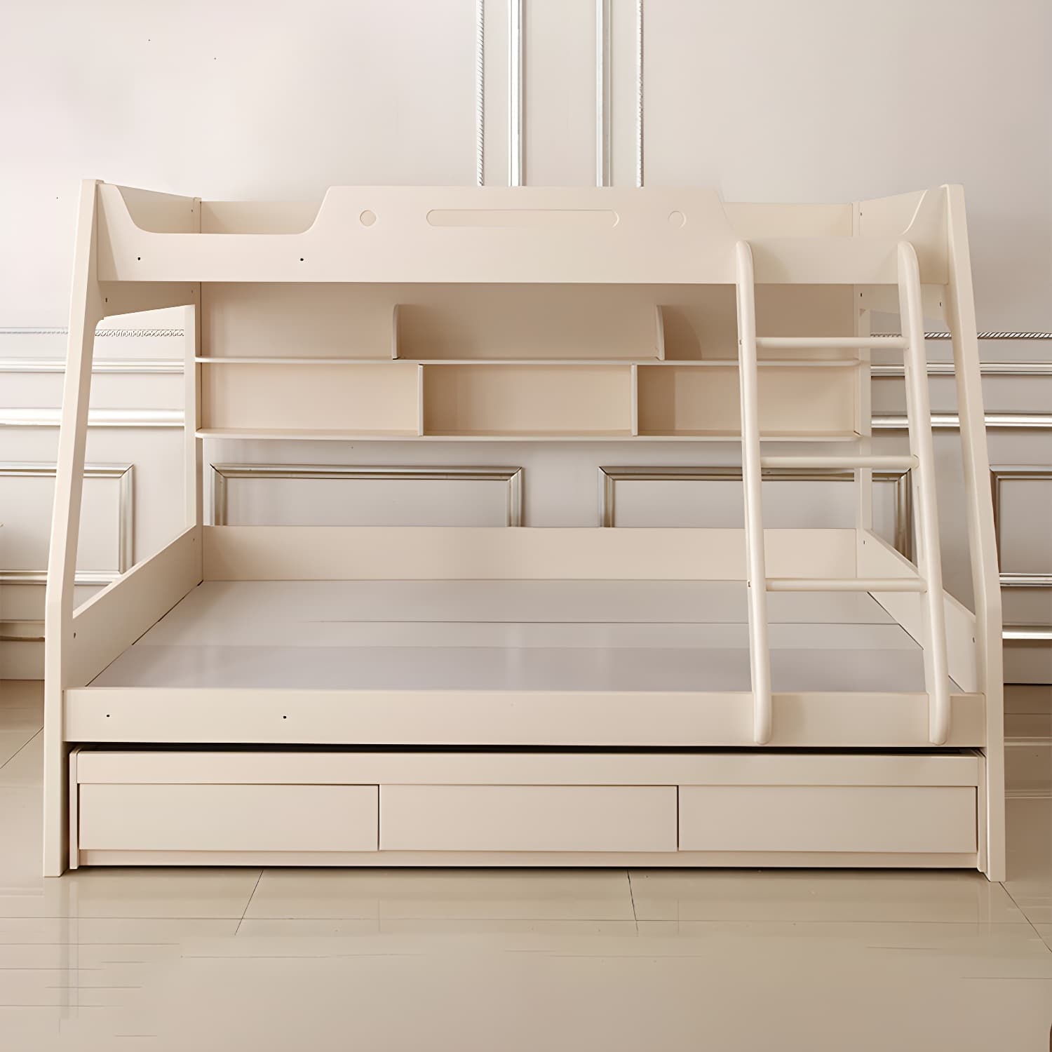 Solid Color Wood Bunk Bed Modern No Distressing Mattress Included Bunk Bed - image 3