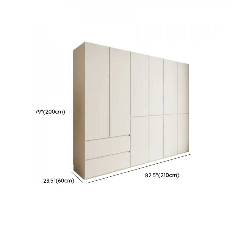 White Minimalist Manufactured Wood Independent Wardrobe Closet with Soft Close Drawer, Soft Close Door, and Interior Shelves - image 21