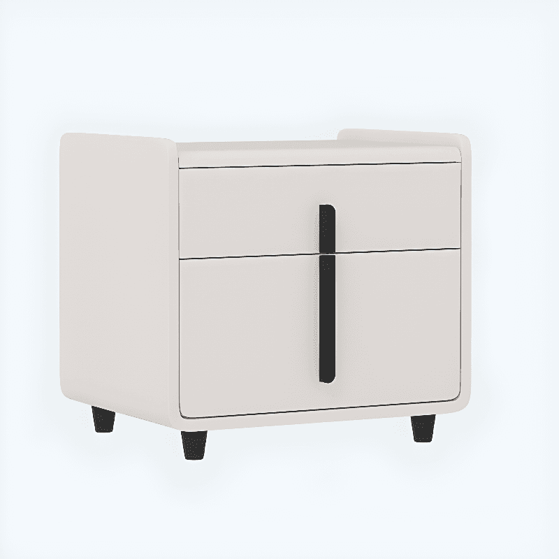 Organic Modern Nightstand With Drawer Organization with 2 Drawers, Pleather Countertop, and Leg - image 6