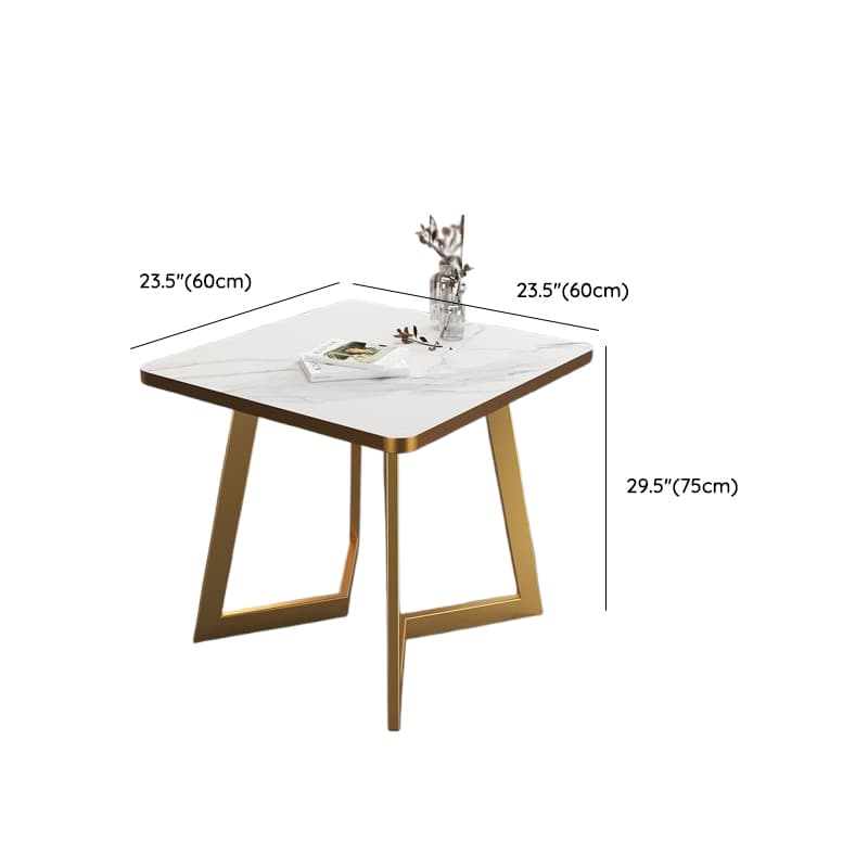 Luxurious White Rectangular/Circular/Square Reclaimed Wood Standard Height Fixed Dining Table with Golden 4 Legs for 2 People/4 People - image 15