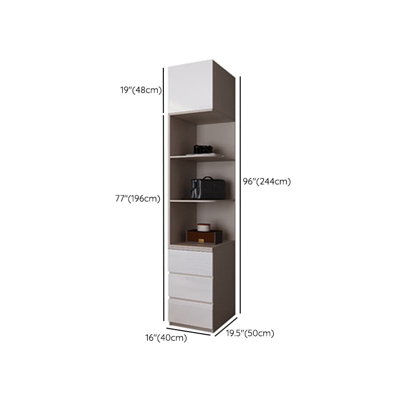 Simple Freestanding Cream Manufactured Wood Cabinet Armoire with Interior Shelves, Clothing Rod & Soft Close Drawer - image 33