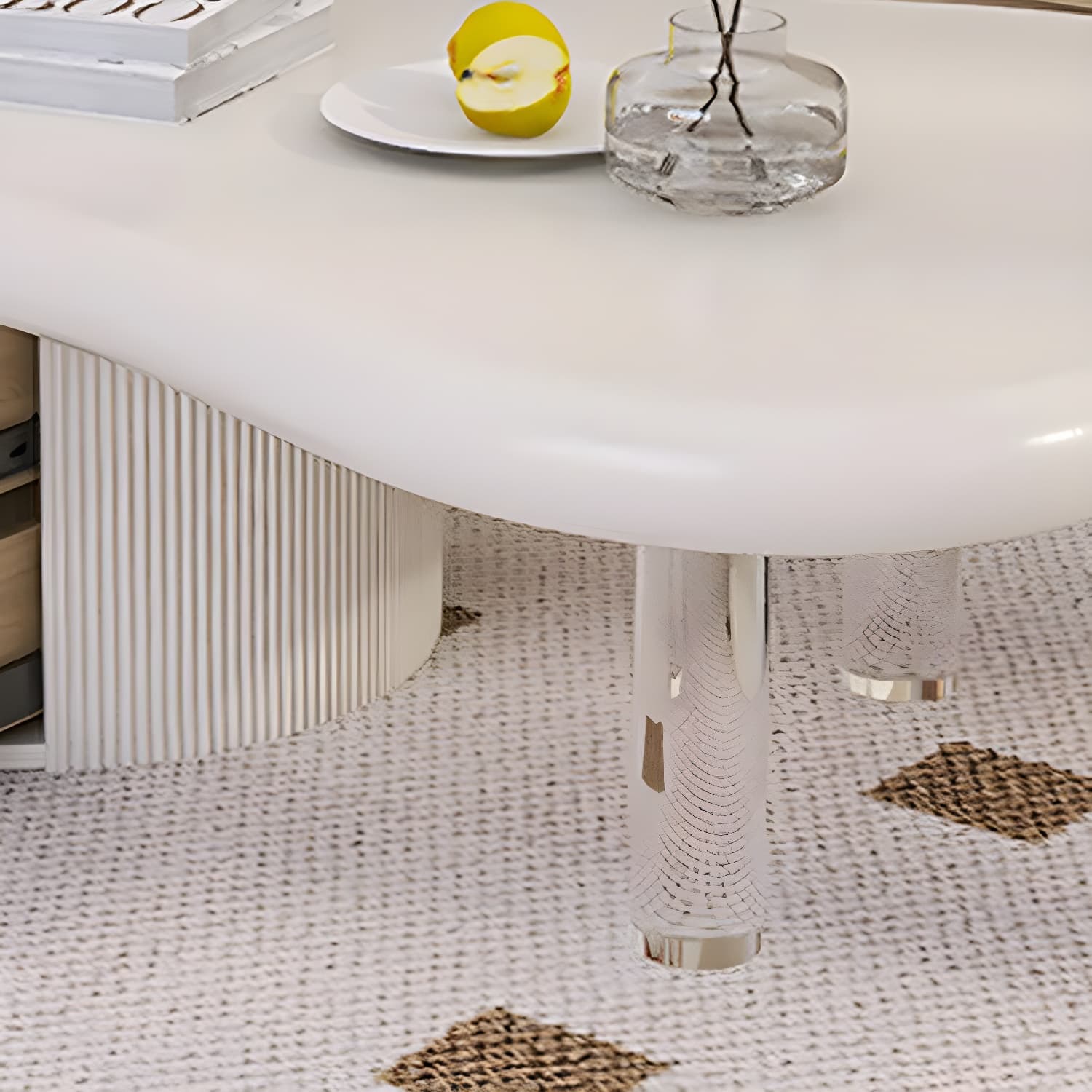 Nordic Irregular Coffee Table in White of 15.7" H with Acrylic Legs - image 12