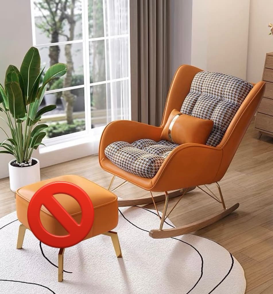 Trendy Cocoa/Lime Green/White Upholstered Rocking Chair Couch 2 Piece Set with Track Arm & Ottoman, Scratch-defiant - image 10