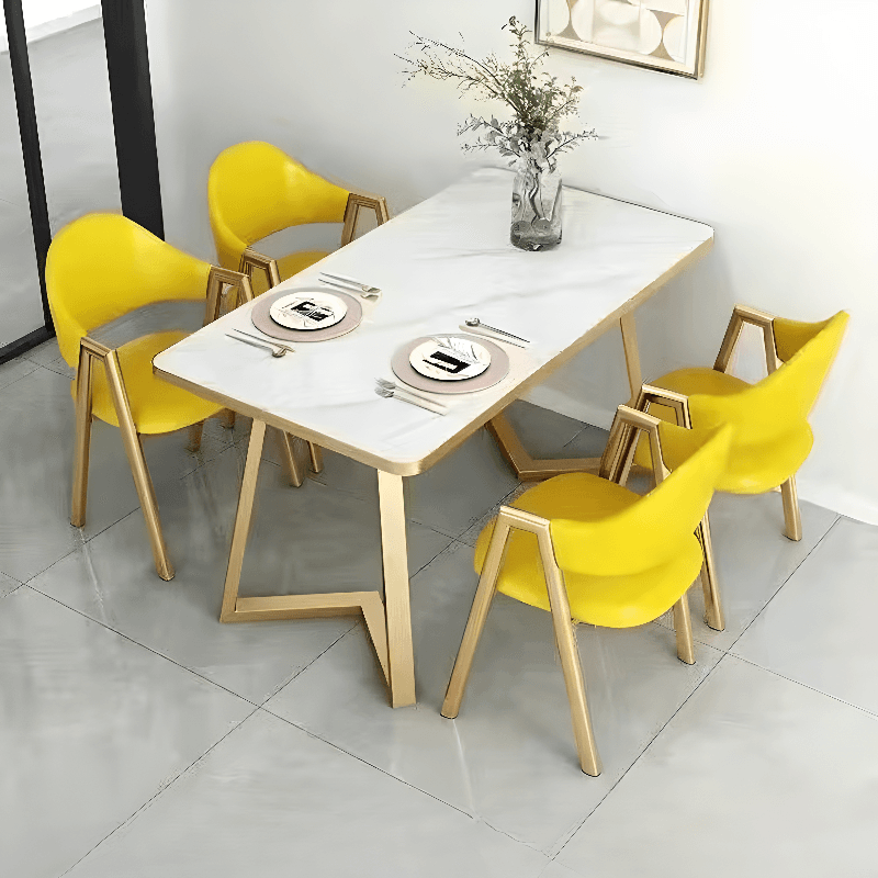 Dining Table Set in Luxurious Style with Recycled Wood Top and Sleighing Base - image 11