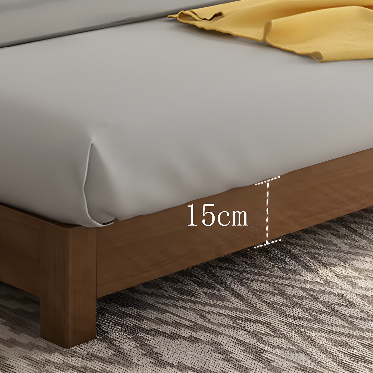 Scandinavian Solid Wood Platform Bed 9.8" H Bed Frame with Mattress - image 8