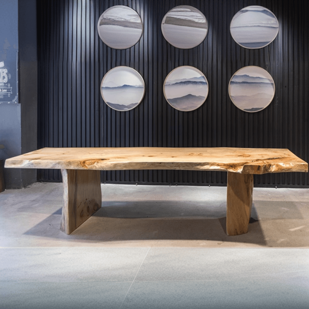 Modern Simple Style Rectangular Pine Dining Table with Natural Finish, Standard Height, Fixed Mechanism, for 8/6/4 People - image 3