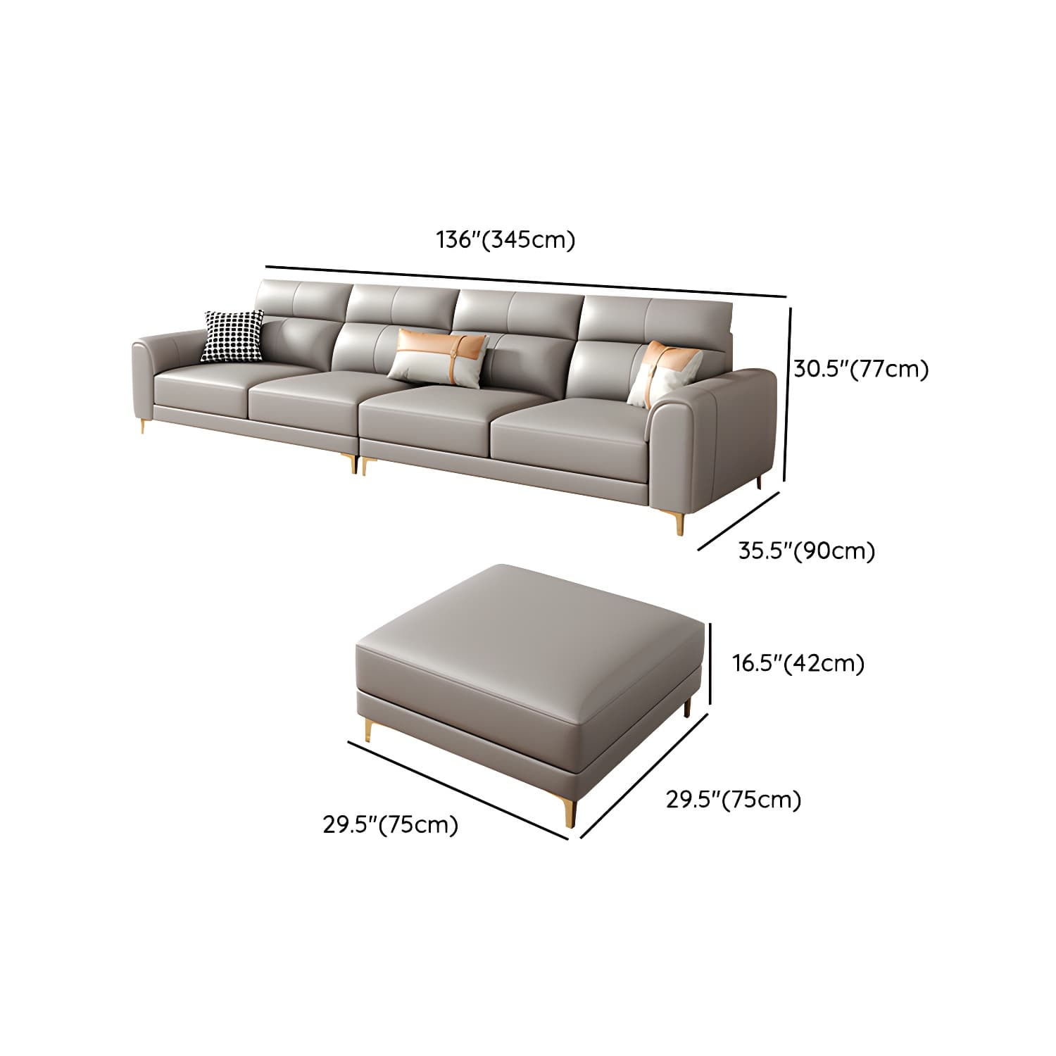 Modern Gray Faux Leather Sectional Sofa with Pillow Top Arms and Wood Frame - image 18