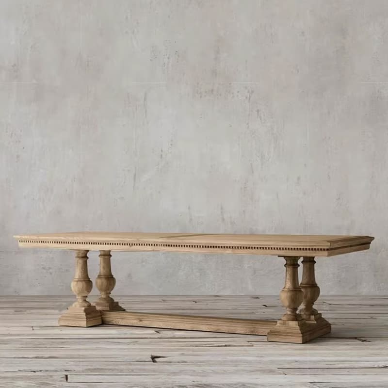 French Country Rectangle Wood Dining Table with Trestle Base, Full Assembly Needed - image 7
