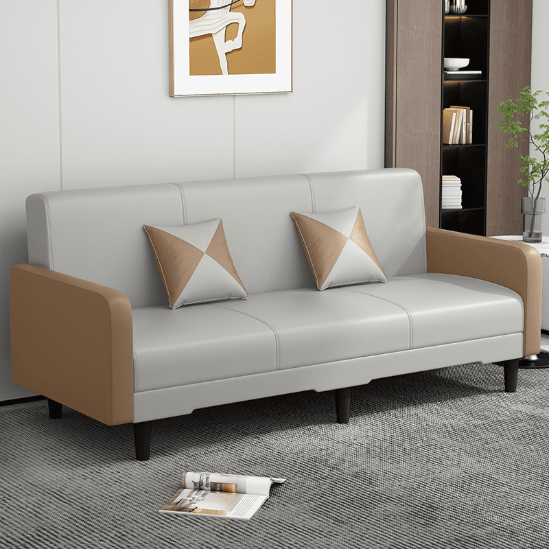 Convertible Sofa in Gray/Cerulean/Off-White with Armrest and 3 Pillows - image 17