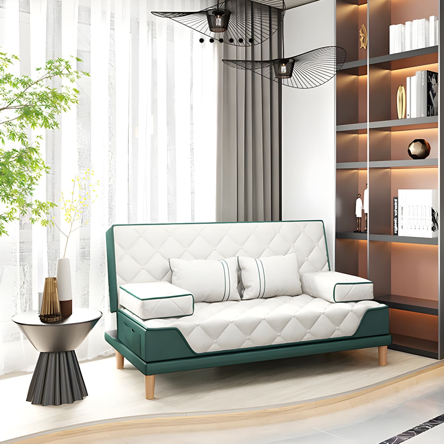 Contemporary Tight Back Convertible Sofa and Chaise with Pillow Top Arm - image 11