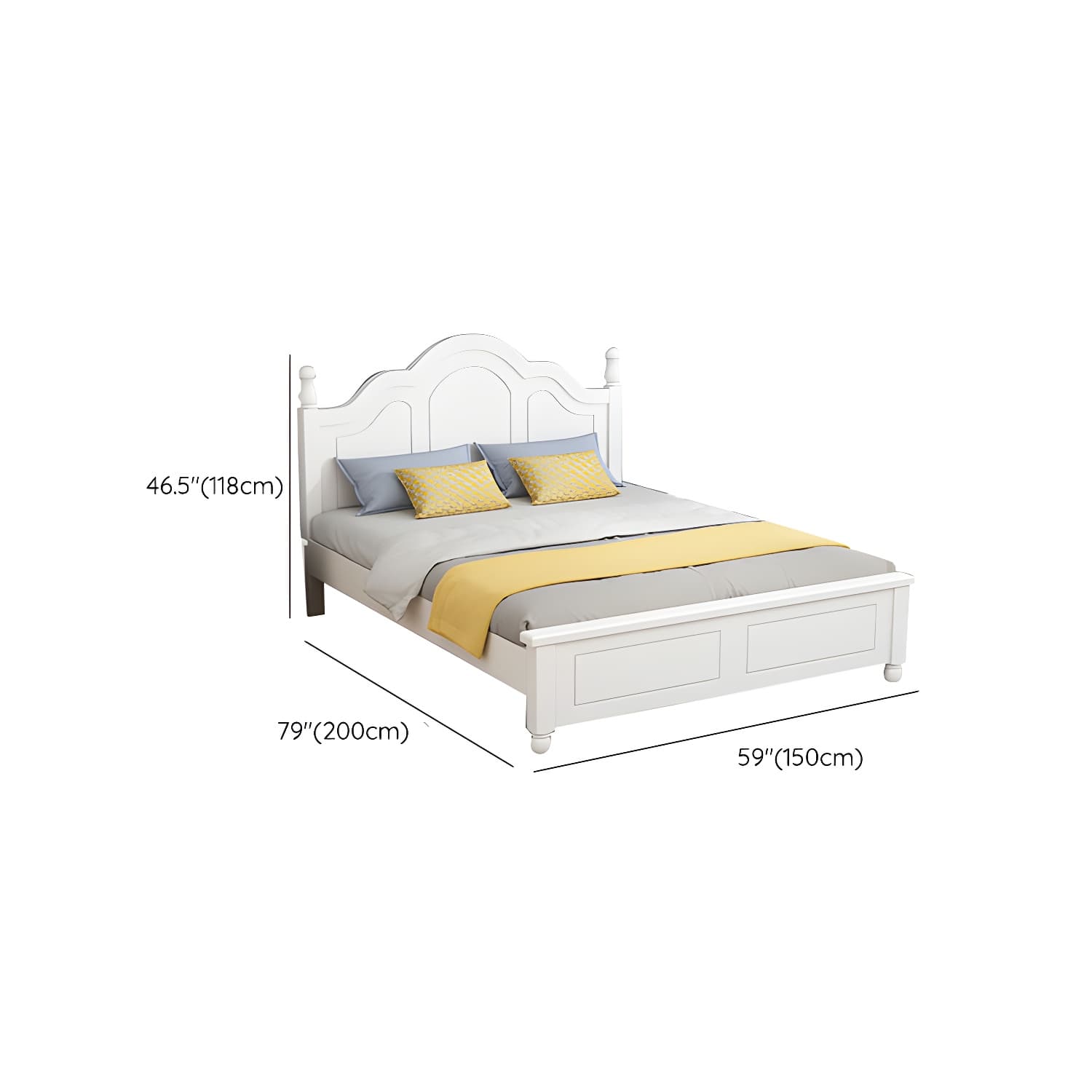 Modern Wooden Scratch Resistant White Headboard Bed with Drawers - image 16