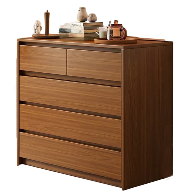 Elegant Brown Wood Double Dresser with Drawers, Modern Style - image 5