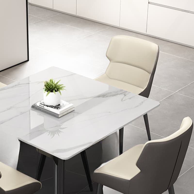 Square Dining Table Set with Stump Base, Enclosed Back, Fixed Table, Padded Chair, 5-piece - image 7