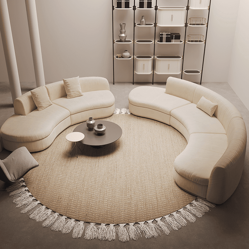 Natural Wood Bow Front Corner Sectional 7 Person/for 5/for 6 with Concealed Support - image 3