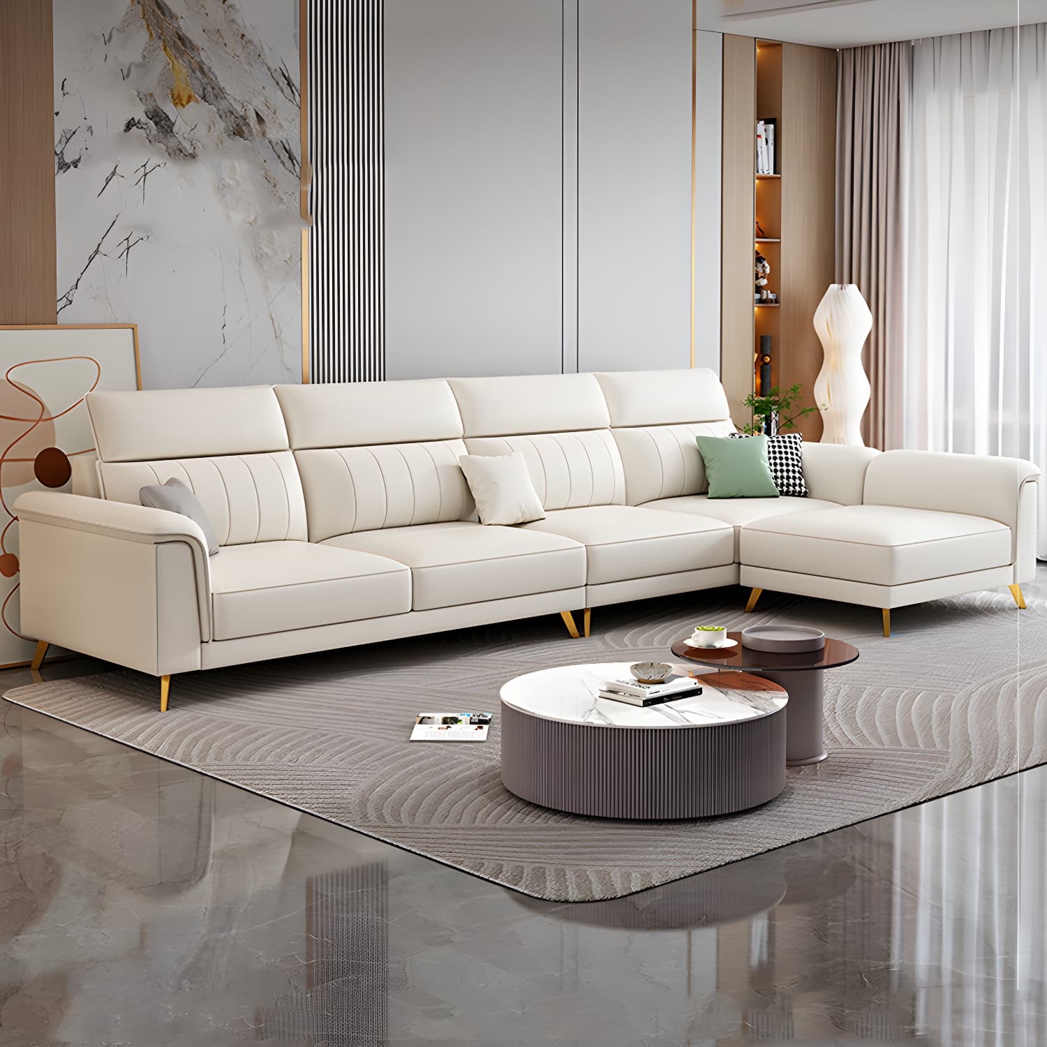 Modern Reversible Sectional with Flared Arm and Stain-Resistant Tech Cloth Upholstery - image 11