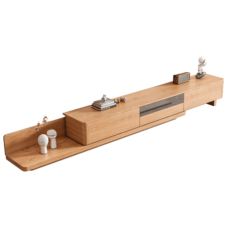 Art Deco Real Wood TV Stand with Shelf, 2 Drawers, Locker, and Cable Management - image 6