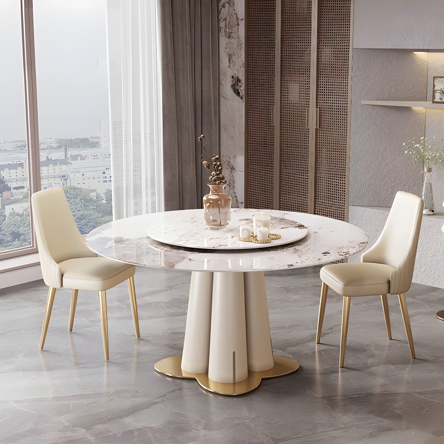 Glam 1/3/4/5/7 Pieces Dining Sets Round Dining Room Table Set - image 3