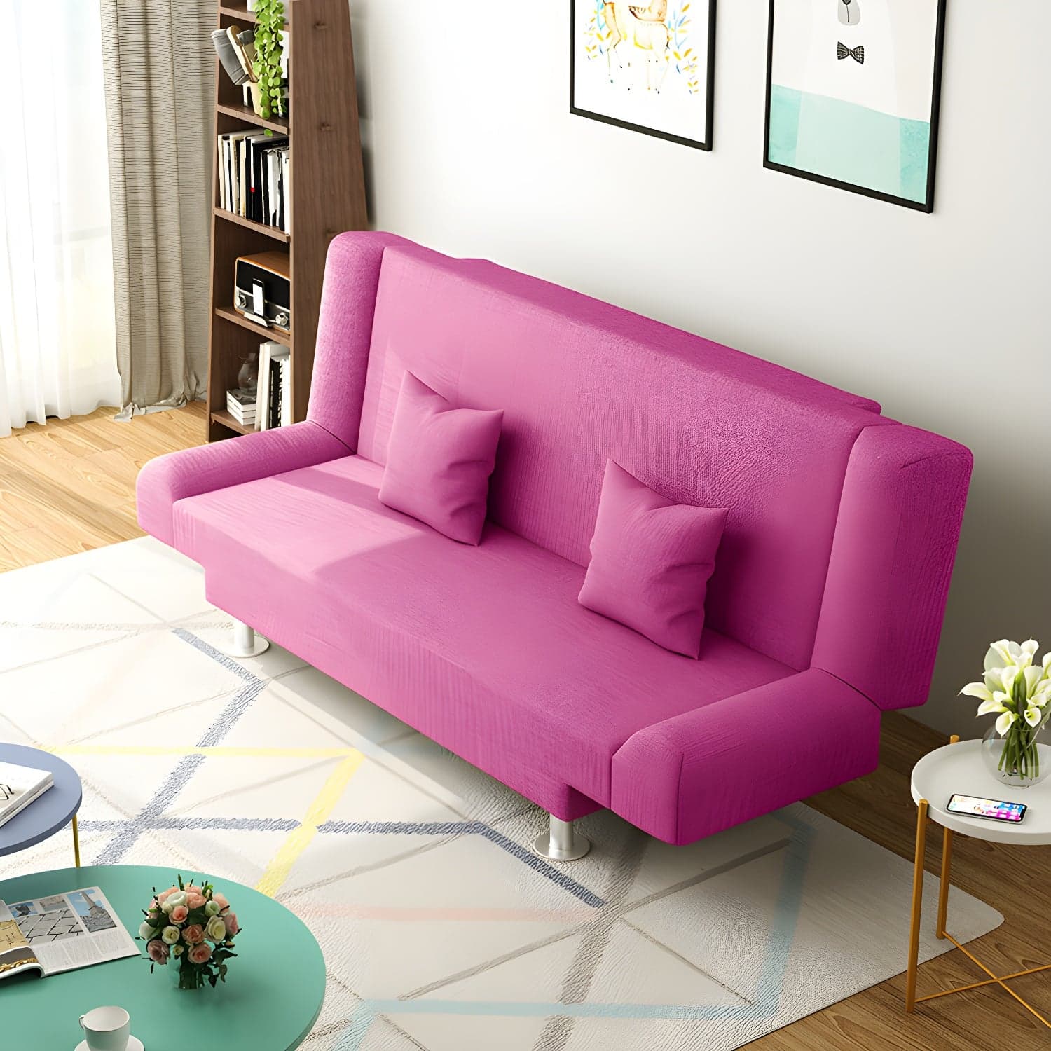 29.53"H Linen Armless Convertible Sleeper Sofa Bed for Living Room - image 9