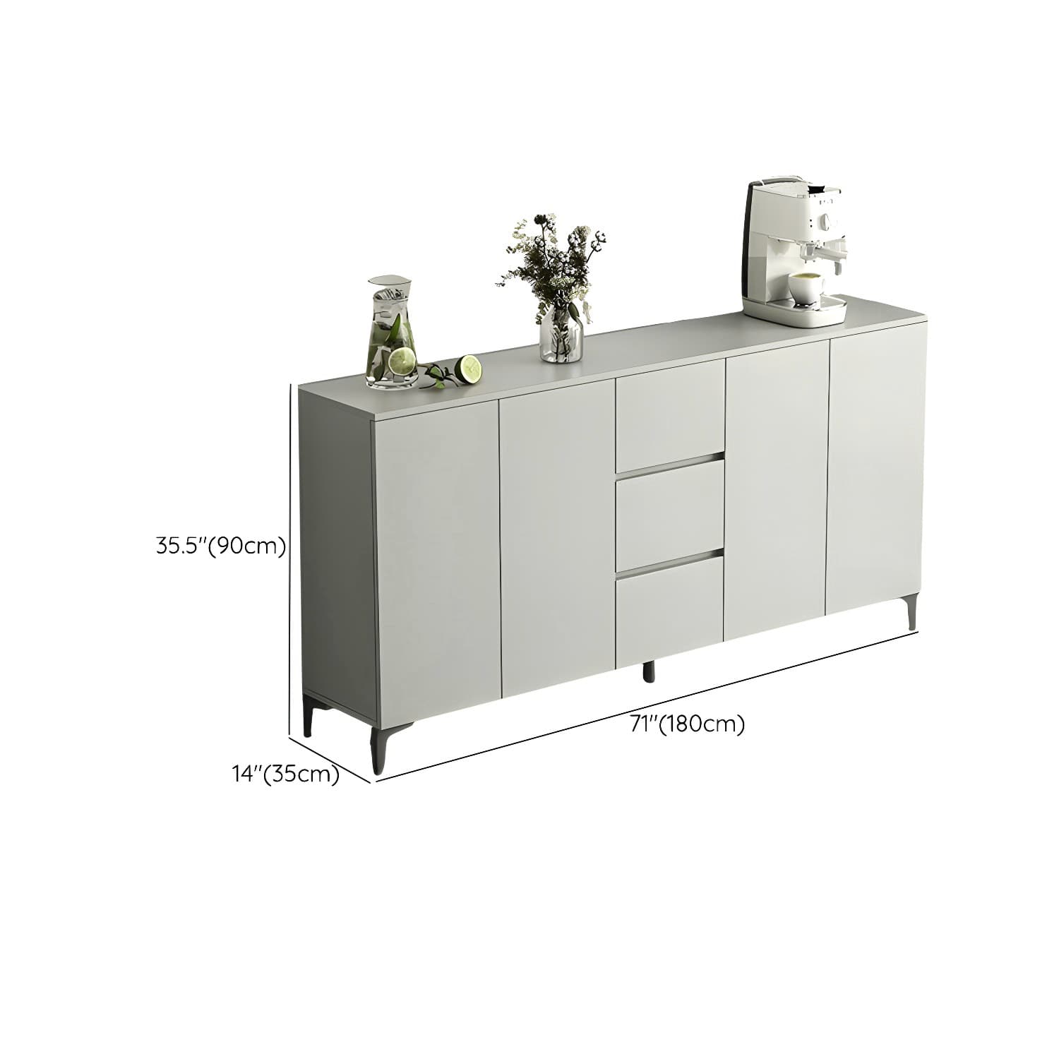 Contemporary Living Room Stone Top Sideboard with Doors and Drawers - image 19