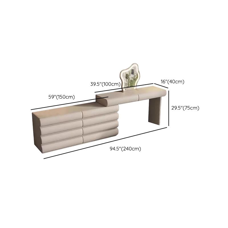 Modish Large/Standard Vanity Set with Light Gray Seating, 10/6 Drawers, Pine Wood Frame, Mirror Lights, and Chair - image 17