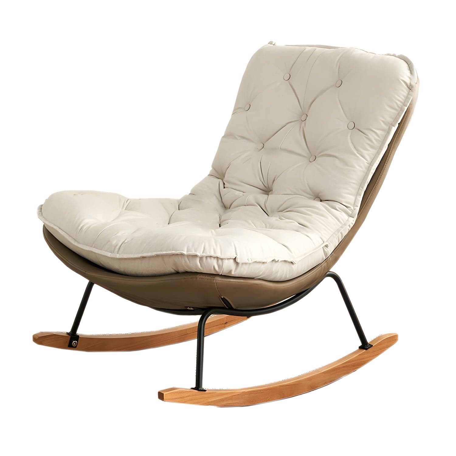 Stylish Modern Metal Rocking Chair with Tufted Upholstery and Stain-Resistant, Removable Cushions - image 4