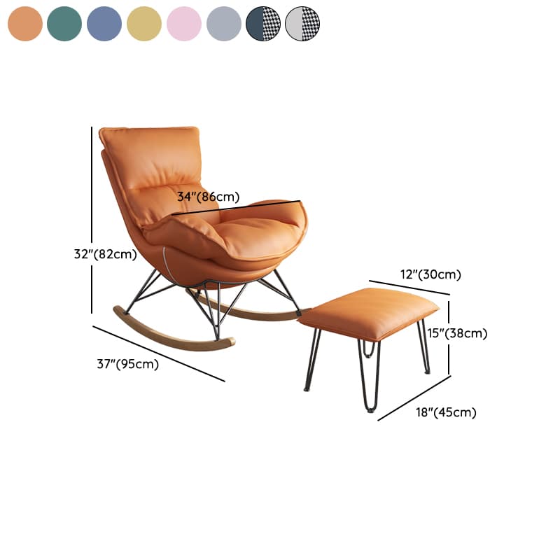 Modern Water Proof Cerulean/Dove Grey/Olive Green Upholstered Living Room Rocking Chair with Upholstered Footstool - image 17