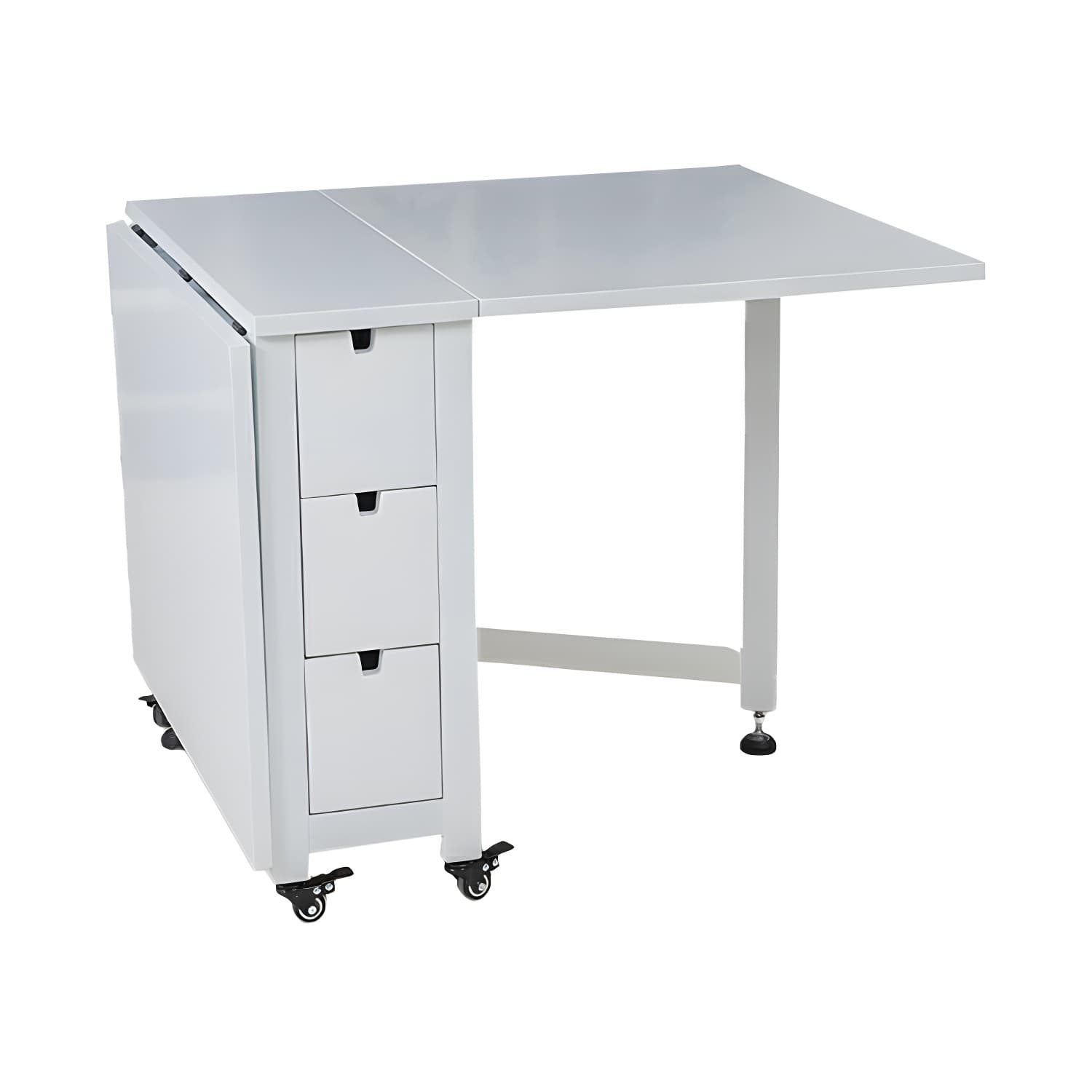 Modern Birch Wood Drop Leaf Rectangle Kitchen & Dining Table with Pedestal Base and Storage Included - image 14