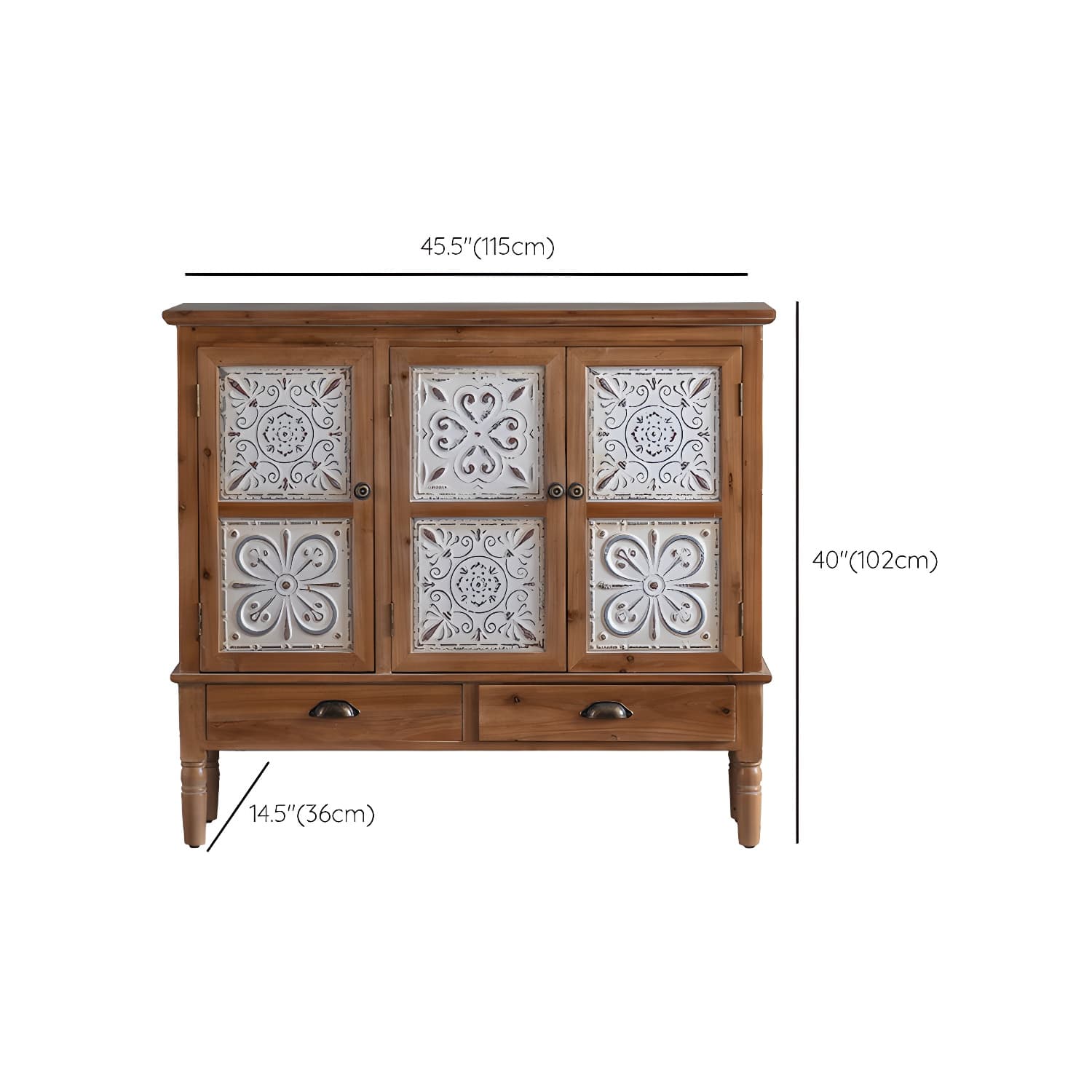 Industrial Accent Cabinet in Natural with Solid Wood Door and Drawers - image 15