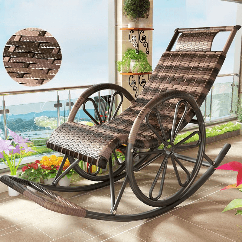 Auburn/Sage Green/Golden Synthetic Porch Rocker with Round Arm - image 10