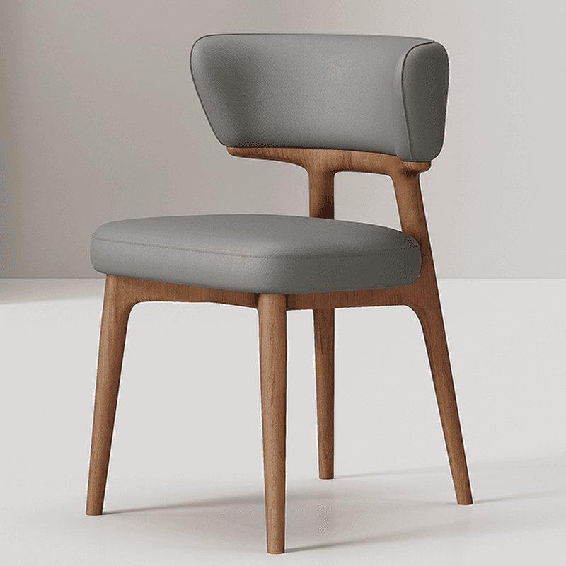 Contemporary Sturdy Side Chair with Uncovered Back, Polyurethane Upholstery, and Lumber Legs Outlined Frame - image 4