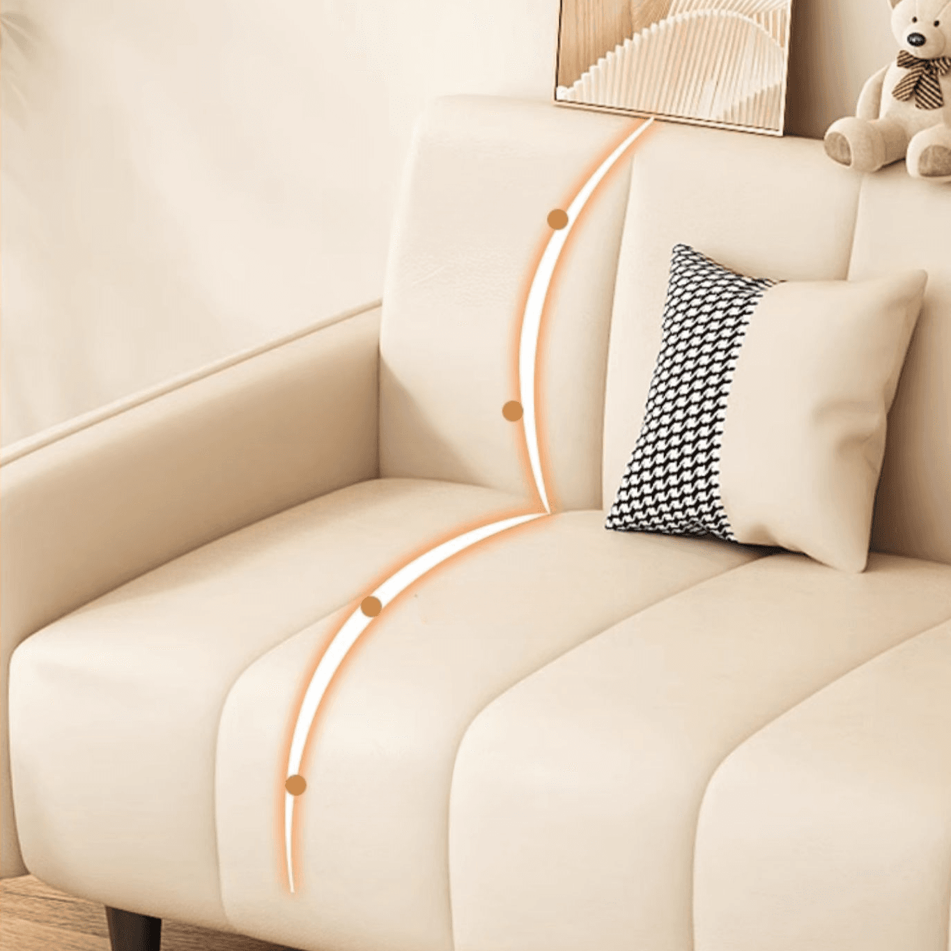 Art Deco Water Resistant Standard Sofa/Loveseat in Azure/Light Green/Citrus Color for Seats 4/3/2-seater with 2 Pillows in Solid Color - image 12