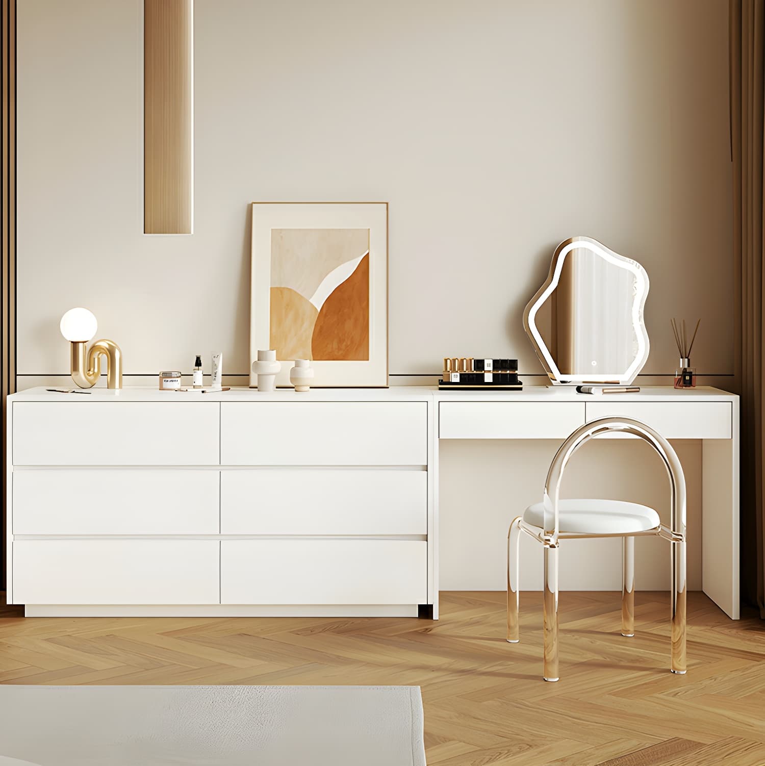 Modern Wood Vanity with Drawers, Large Size, Soft Close Glides, 40cm Width, 75cm Height - image 3