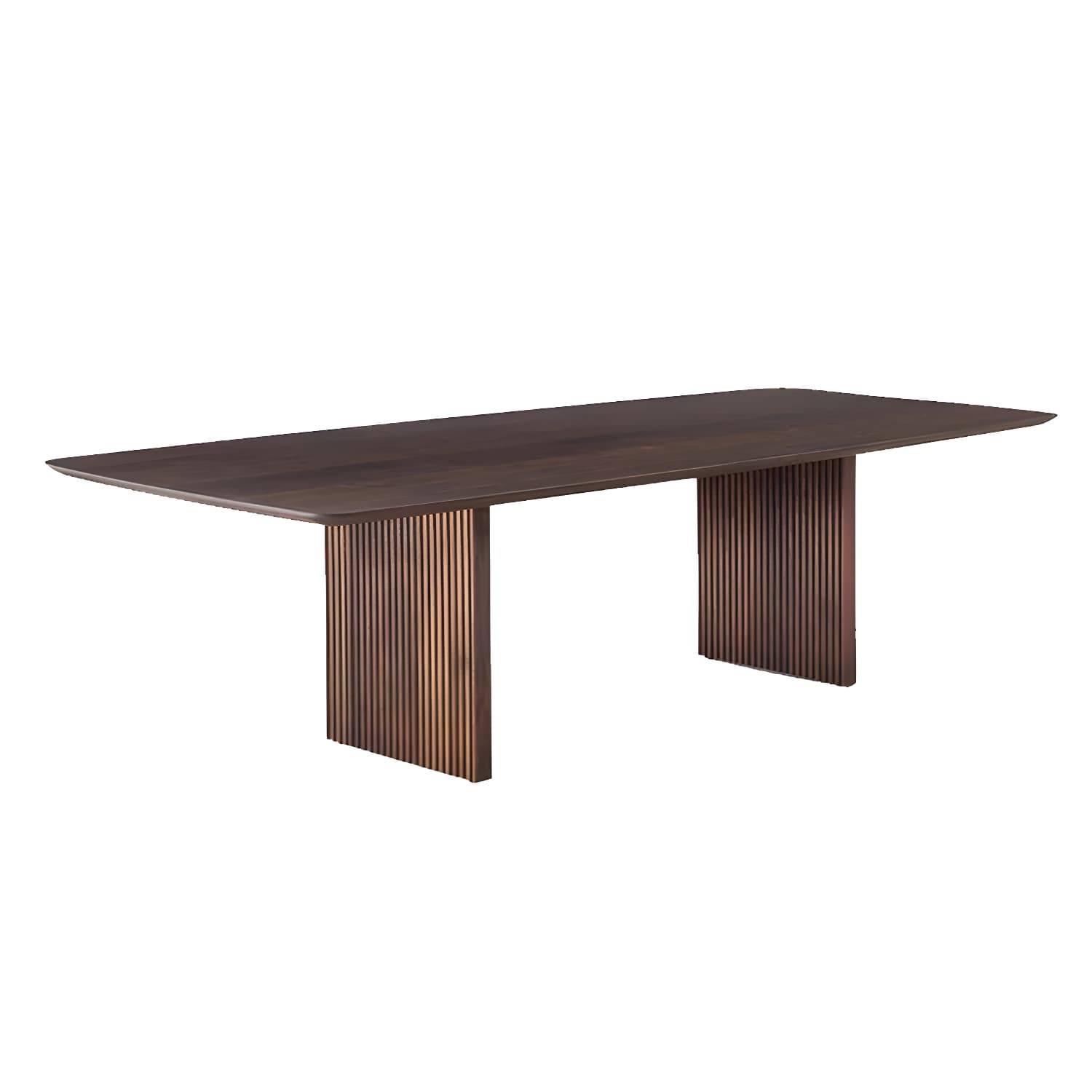 Matte Finish Dining Table with Double Pedestal Pine Wood Dinette Table for Kitchen - image 7