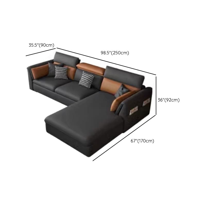 Gray Tech Cloth Large Over 109 in Pine Wood Non-Tufted Pocket Storage Gray Sectionals - image 18