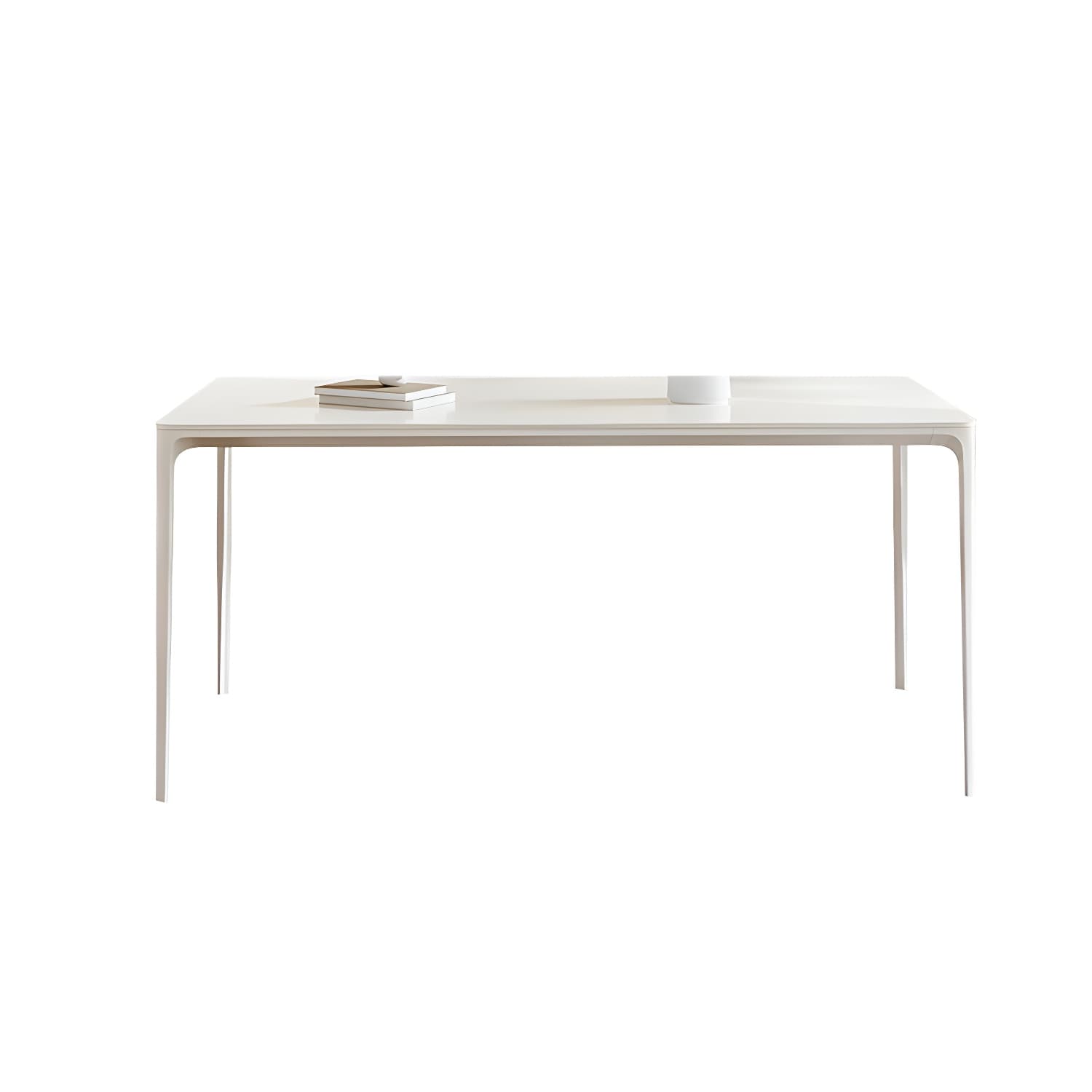 Modern Space Saving Rectangular White Stone Top with 4 Metal Legs - image 5