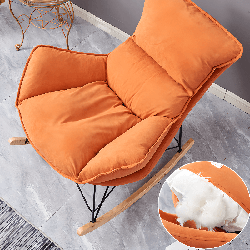 2-piece Stain Resistant Padded Rocking Accent Chair in Apricot Color with Footstool and Lumber Base in a Simple Style - image 16