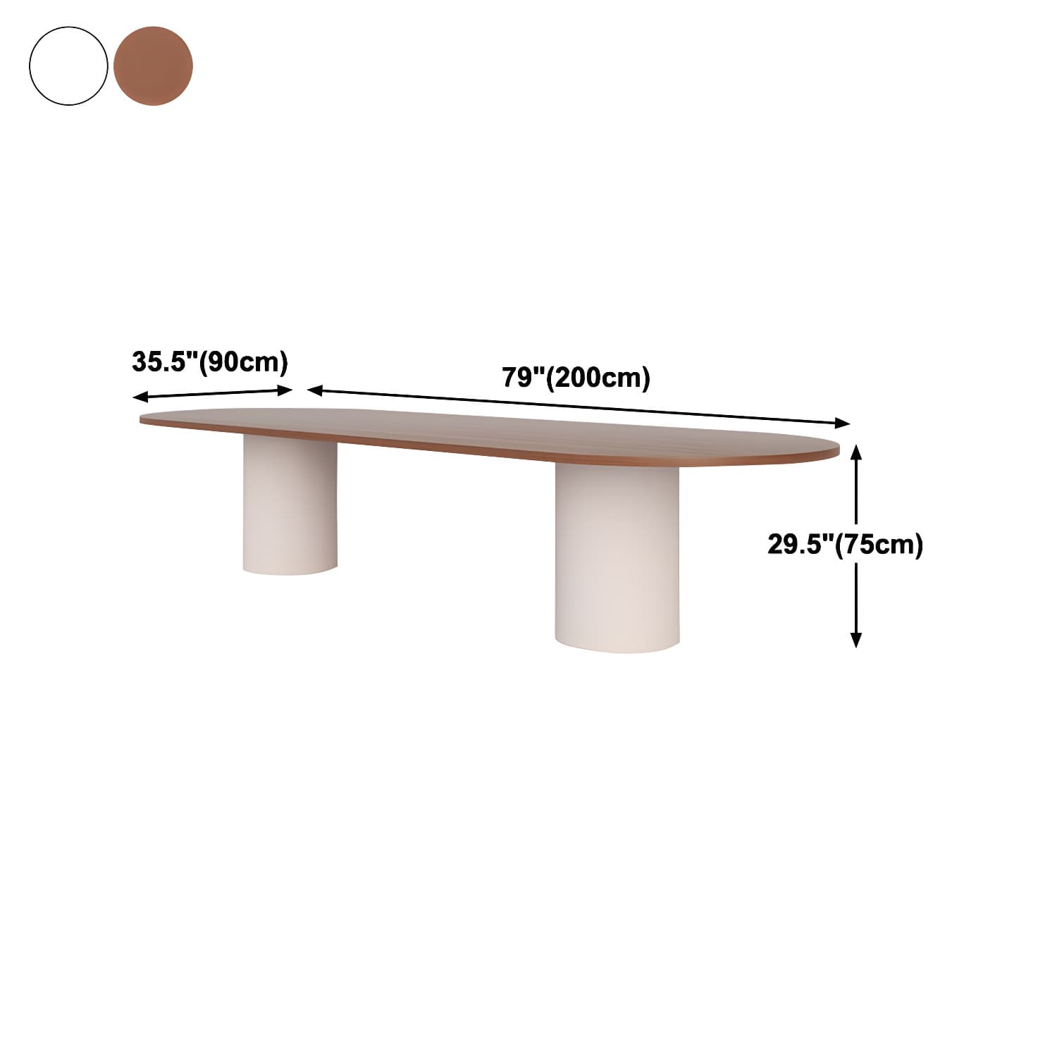 Contemporary Wood Top Oval Dinette Table White Base Dining Table for Living Room - image 11