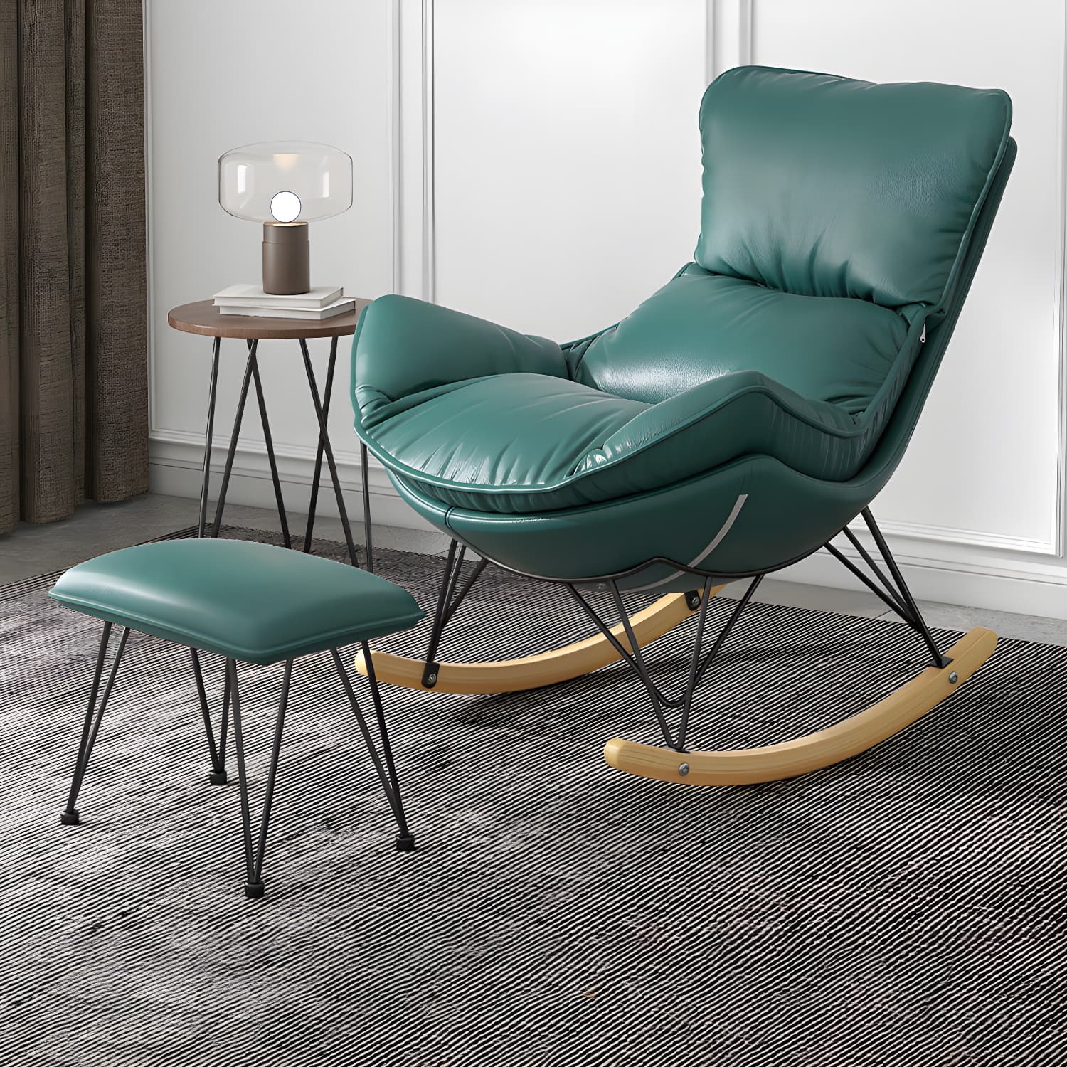Solid Wood Rocking Chair Contemporary Rocker Chair with Padded Seat